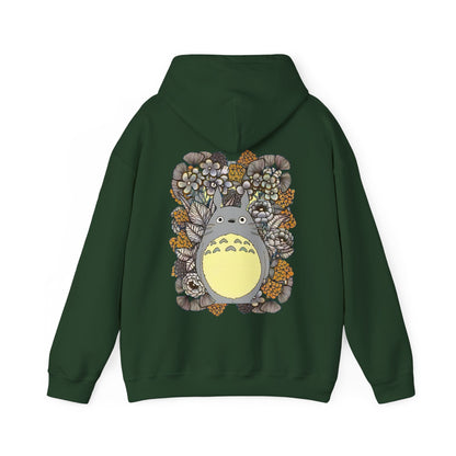Totoro Plants Back Print Hoodie – 100% Cotton Studio Ghibli Hoodie with Totoro and Nature Design