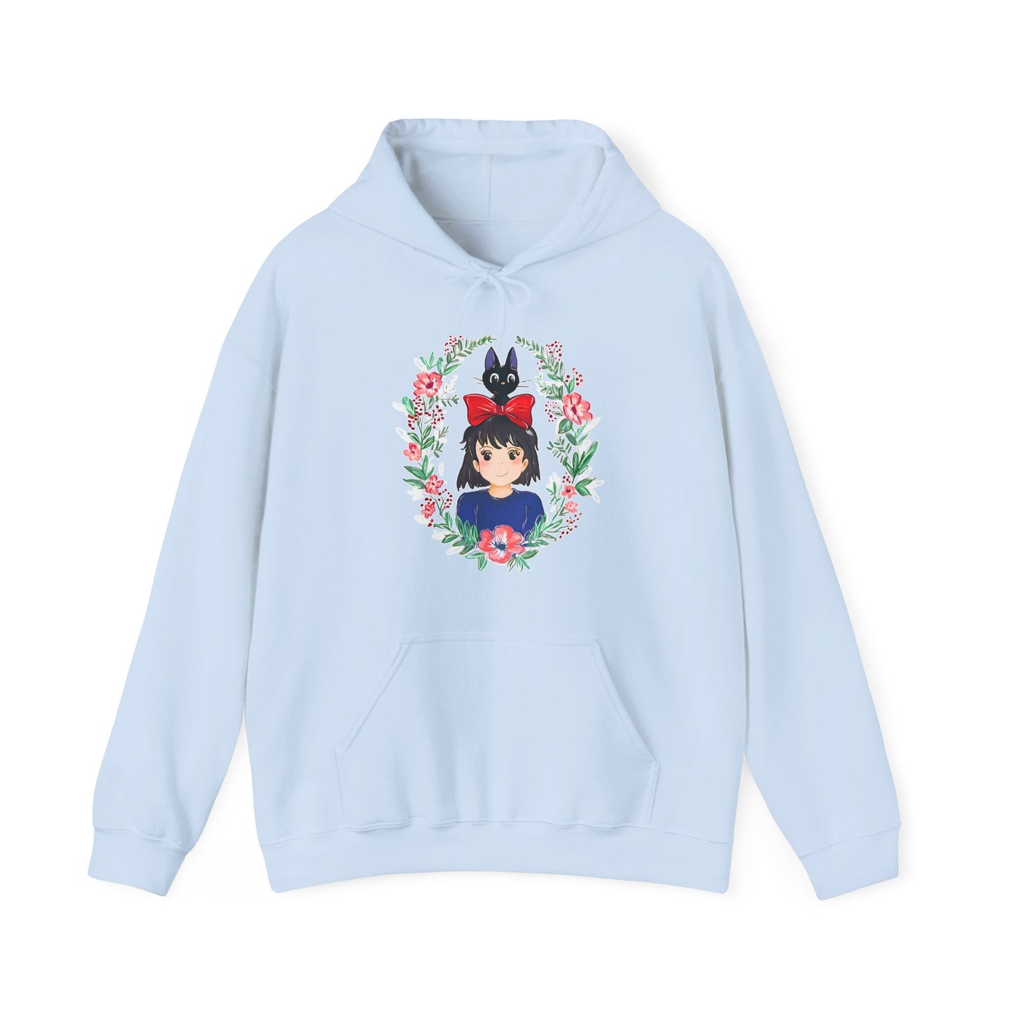 Kiki’s Delivery Service Flowers Hoodie – 100% Cotton Studio Ghibli Sweatshirt for Anime Fans
