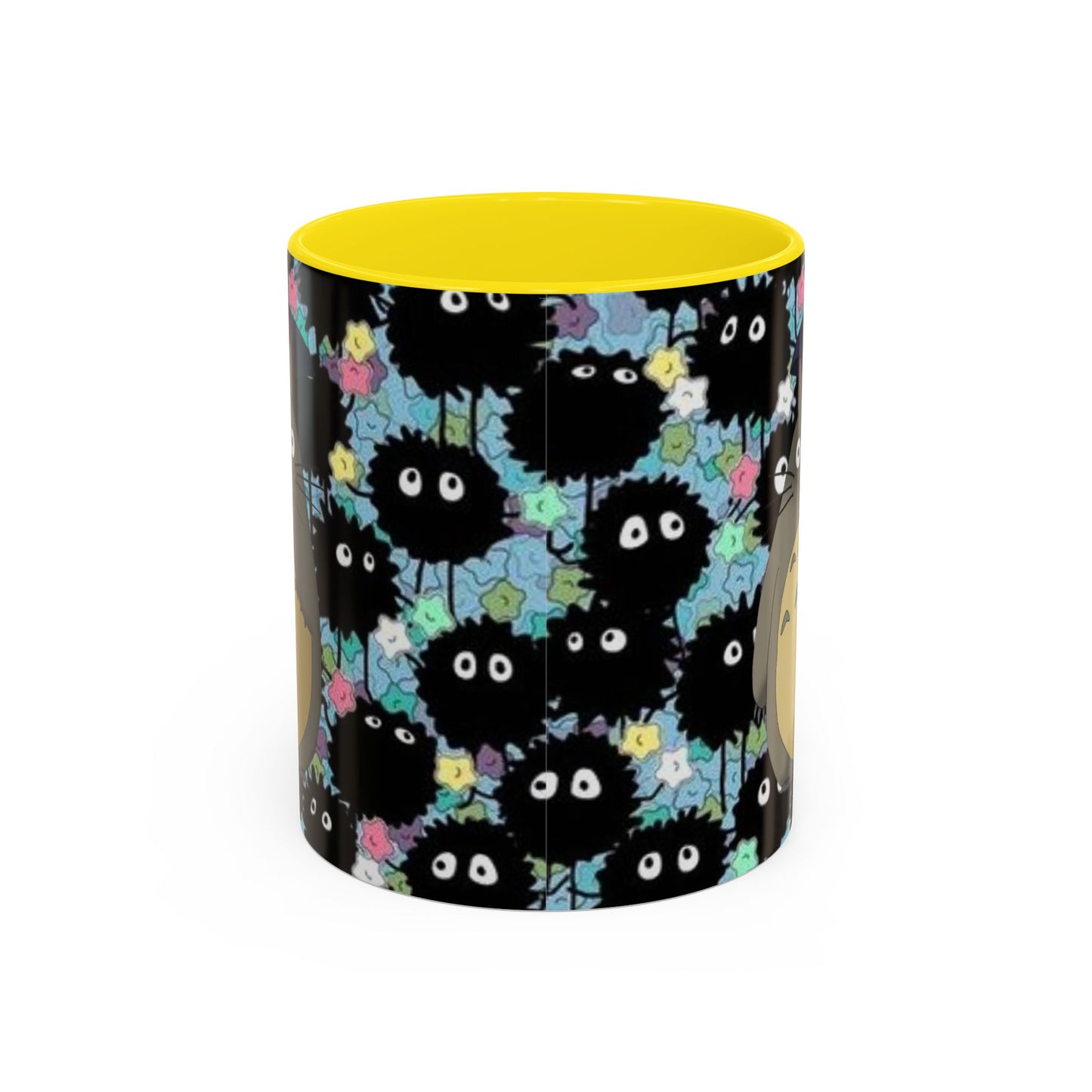 Totoro & Soot Sprites Accent Mug – Studio Ghibli Color Handle Cup – 11oz & 15oz Ceramic Anime Gift