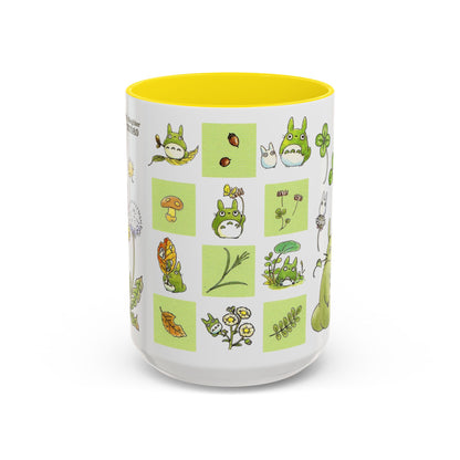Totoro Green Accent Mug – Studio Ghibli Color Handle Coffee Cup – 11oz & 15oz Ceramic Gift for Anime Fans