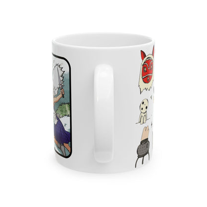 Princess Mononoke Collage Mug – Studio Ghibli Coffee Cup 11oz & 15oz – Epic Anime Gift Featuring San, Ashitaka & Forest Spirits