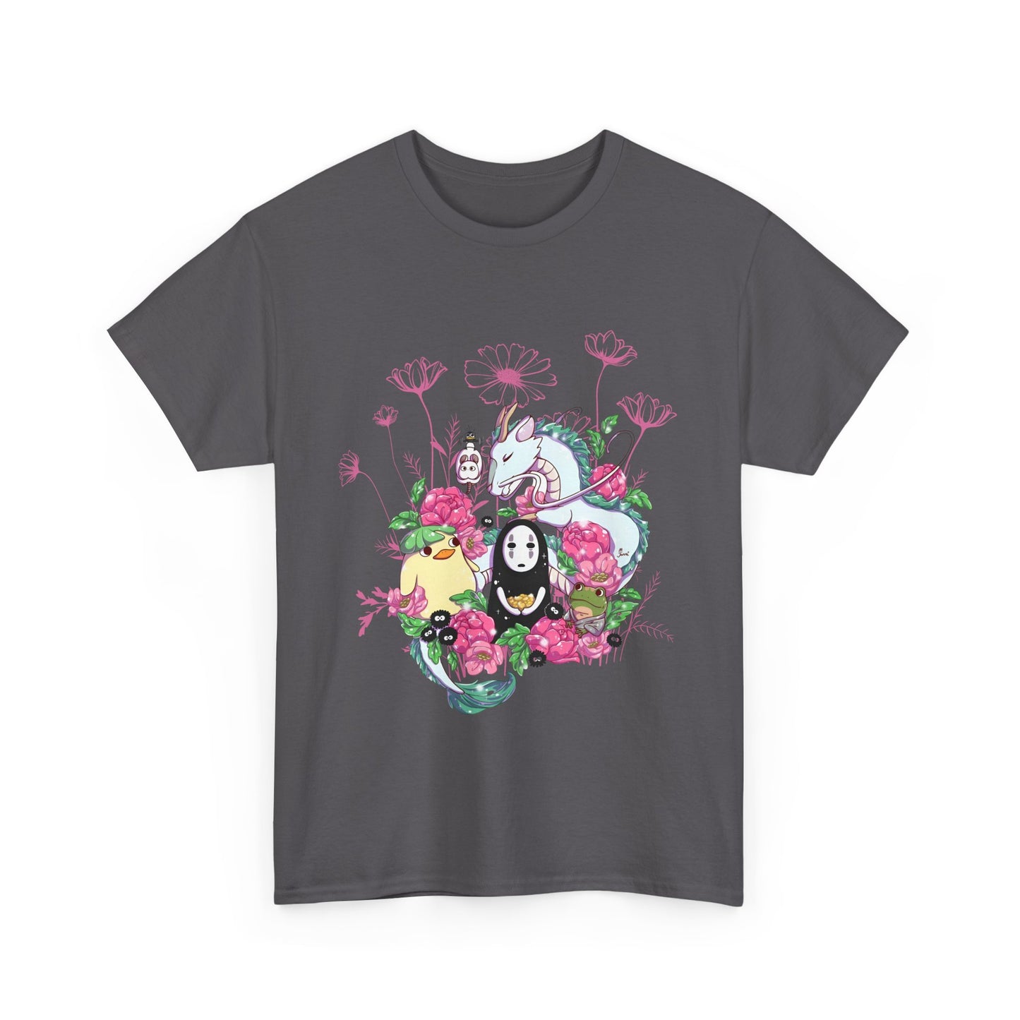 Spirited Away Flowers Pink T-Shirt | 100% Cotton Studio Ghibli Anime Tee