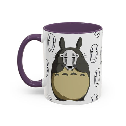 Totoro No Face Mask Accent Mug – Studio Ghibli Color Handle Cup 11oz & 15oz – Cute Anime Crossover Coffee Gift