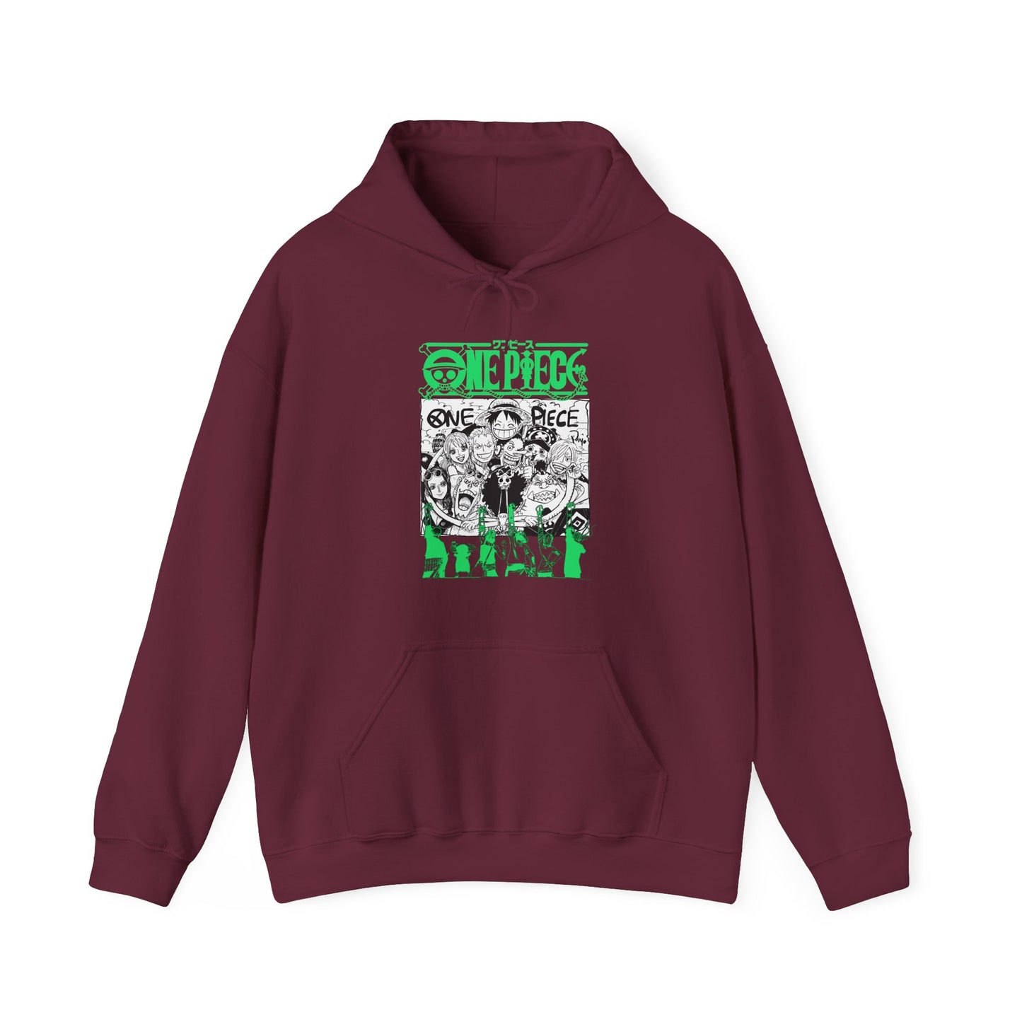 One Piece Characters Hoodie – 100% Cotton Anime Pullover Featuring Straw Hat Crew