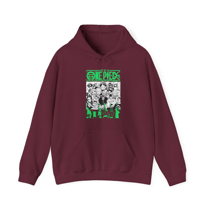 One Piece Characters Hoodie – 100% Cotton Anime Pullover Featuring Straw Hat Crew