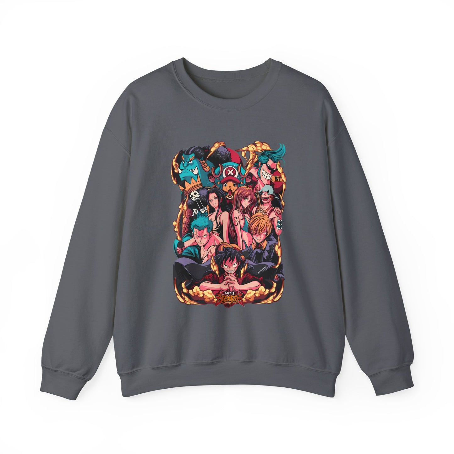 One Piece Characters Sweatshirt – 100% Cotton Anime Pullover Featuring Straw Hat Crew
