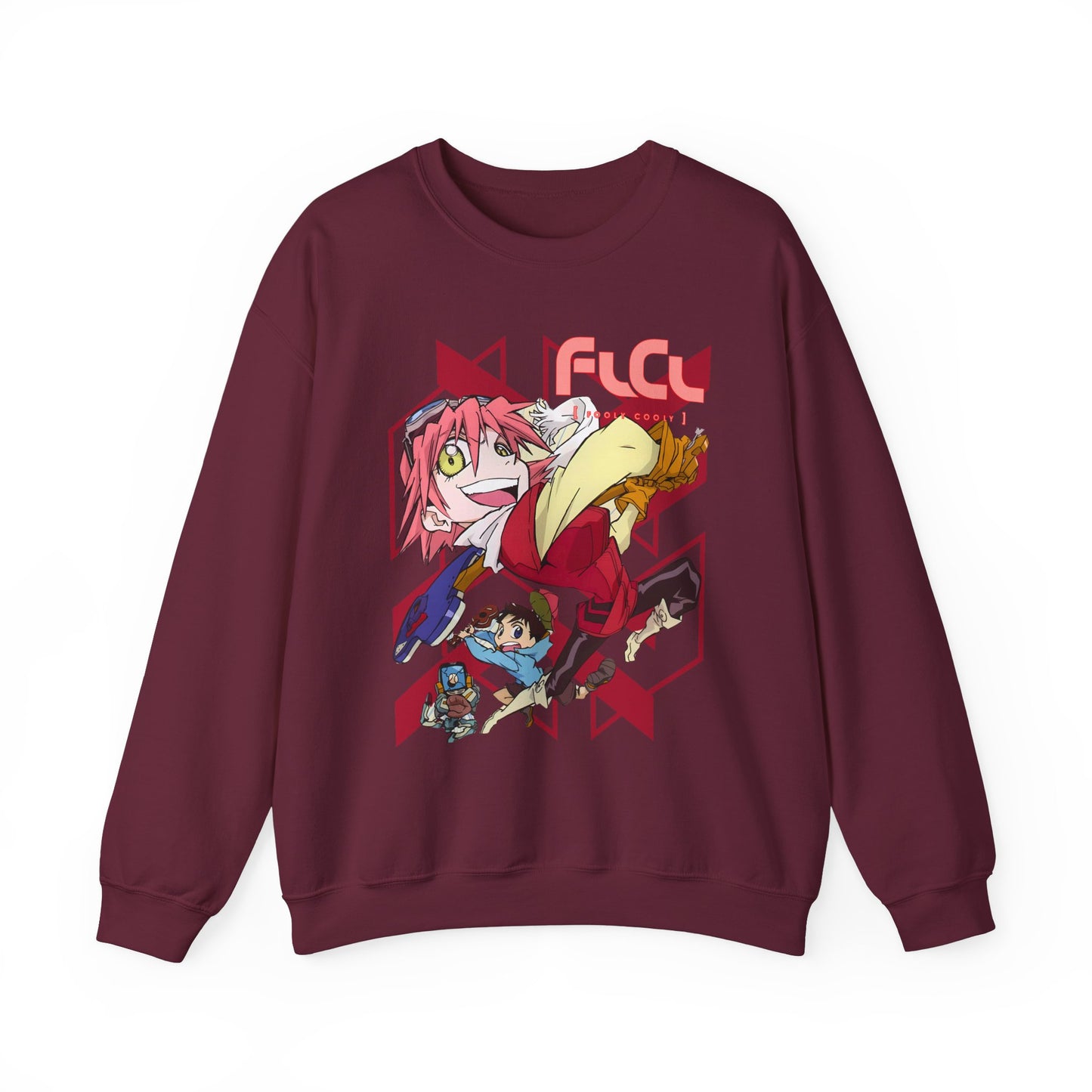 FLCL Sweatshirt – 100% Cotton Gildan 18000 | Fooly Cooly Retro Anime Pullover for True Fans