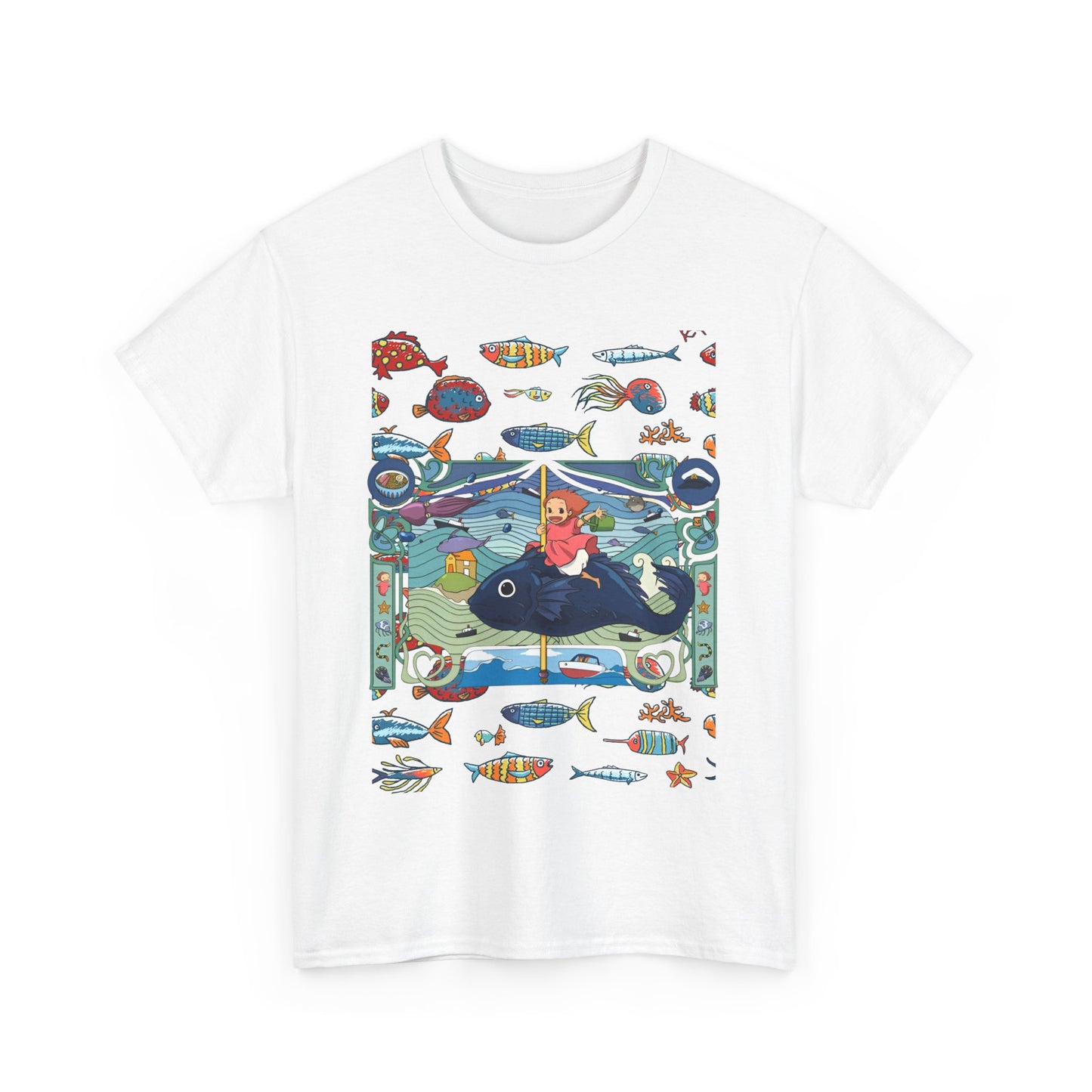 Ponyo Sea Love T-Shirt – 100% Cotton Studio Ghibli Tee for Ocean and Anime Fans