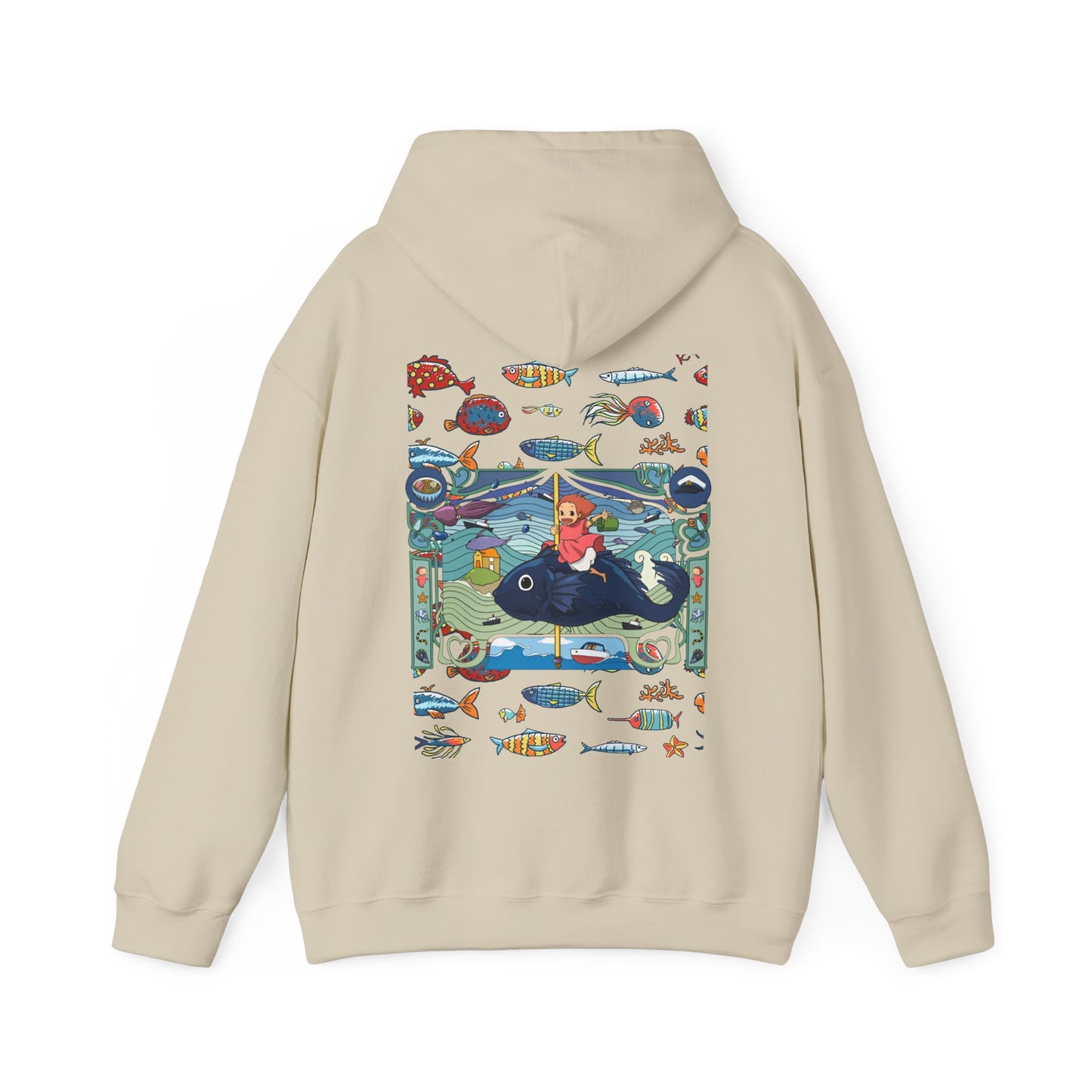 Ponyo Sea Love Back Print Hoodie – 100% Cotton Studio Ghibli Hoodie with Ocean-Inspired Design