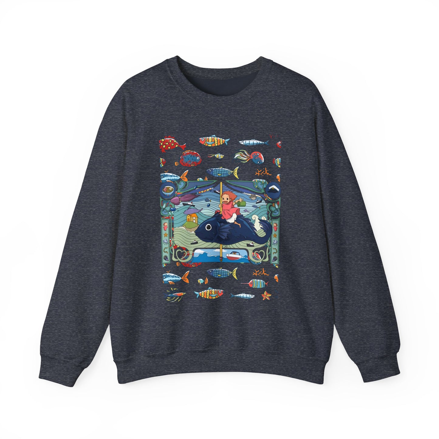 Ponyo Sea Love Sweatshirt – 100% Cotton Studio Ghibli Pullover for Anime and Ocean Lovers
