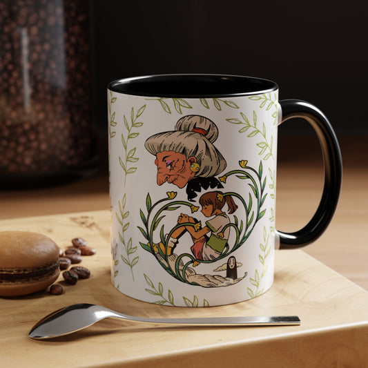 Spirited Away Chihiro Accent Mug – Studio Ghibli Coffee Cup with Colored Handle – 11oz & 15oz Ceramic Anime Gift