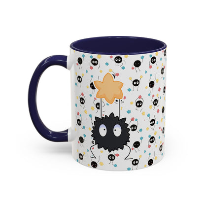 Soot Sprites Accent Mug – Studio Ghibli Color Handle Cup – 11oz & 15oz Ceramic Anime Gift