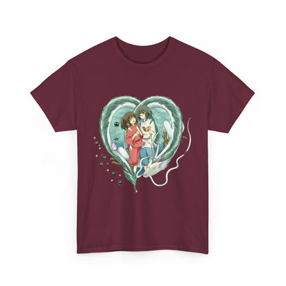 Chihiro and Haku Love T-Shirt – 100% Cotton Spirited Away Anime Shirt for Ghibli Fans