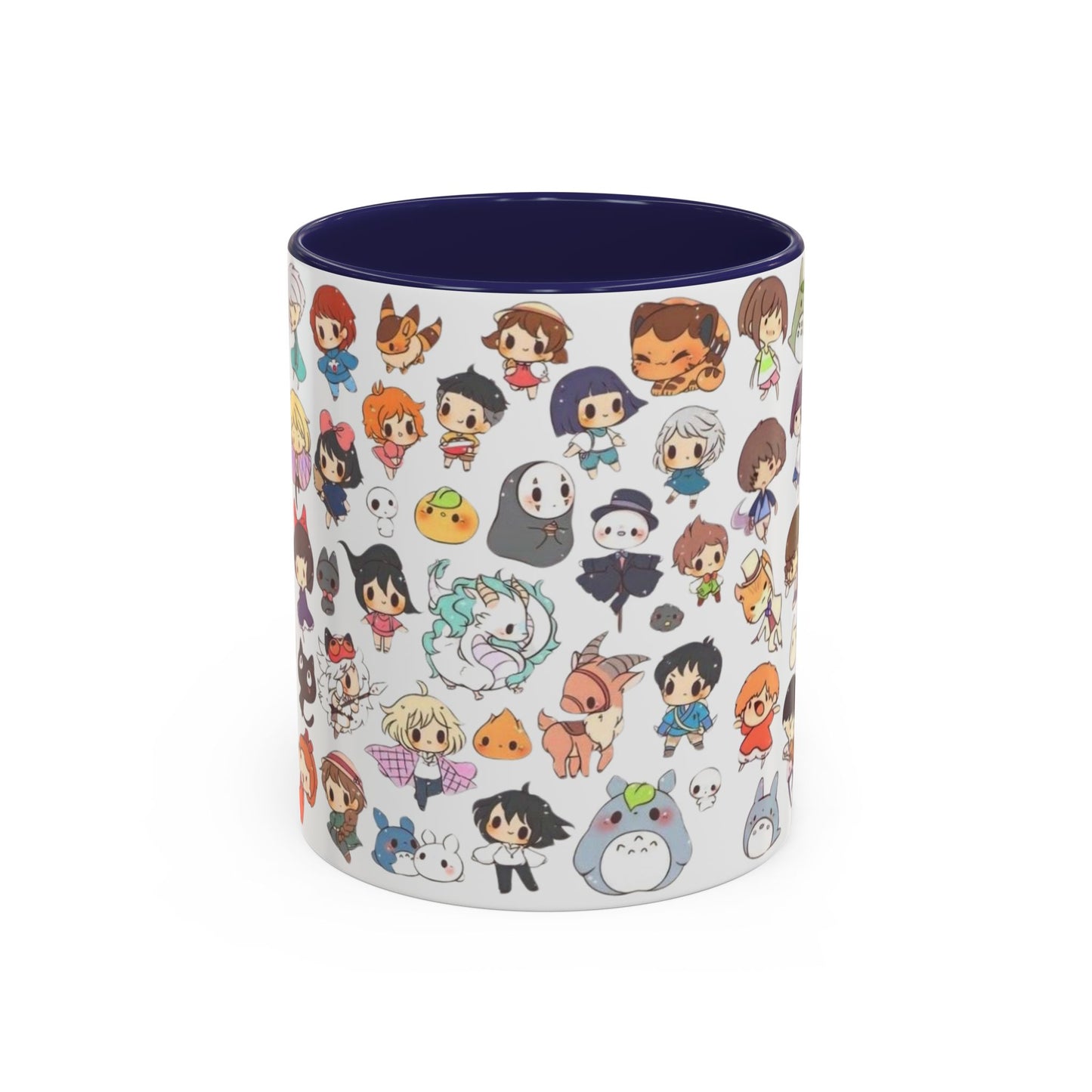 Studio Ghibli Chibi Characters Accent Mug – Color Handle Anime Cup – 11oz & 15oz Gift for Ghibli Fans