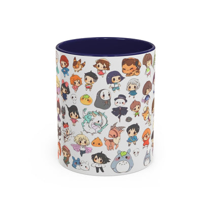 Studio Ghibli Chibi Characters Accent Mug – Color Handle Anime Cup – 11oz & 15oz Gift for Ghibli Fans