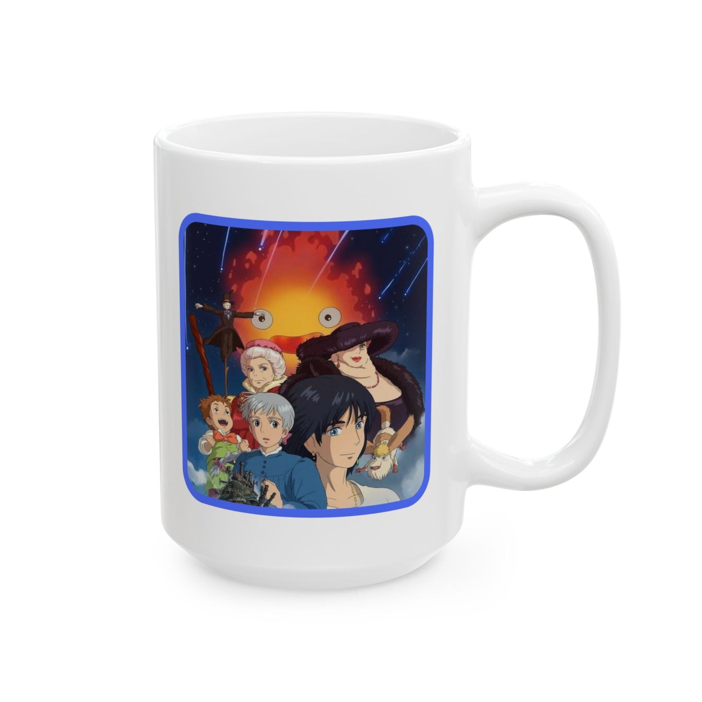 Howl’s Moving Castle Collage Mug – Studio Ghibli Coffee Cup 11oz & 15oz – Anime Gift Featuring Howl, Sophie & Calcifer