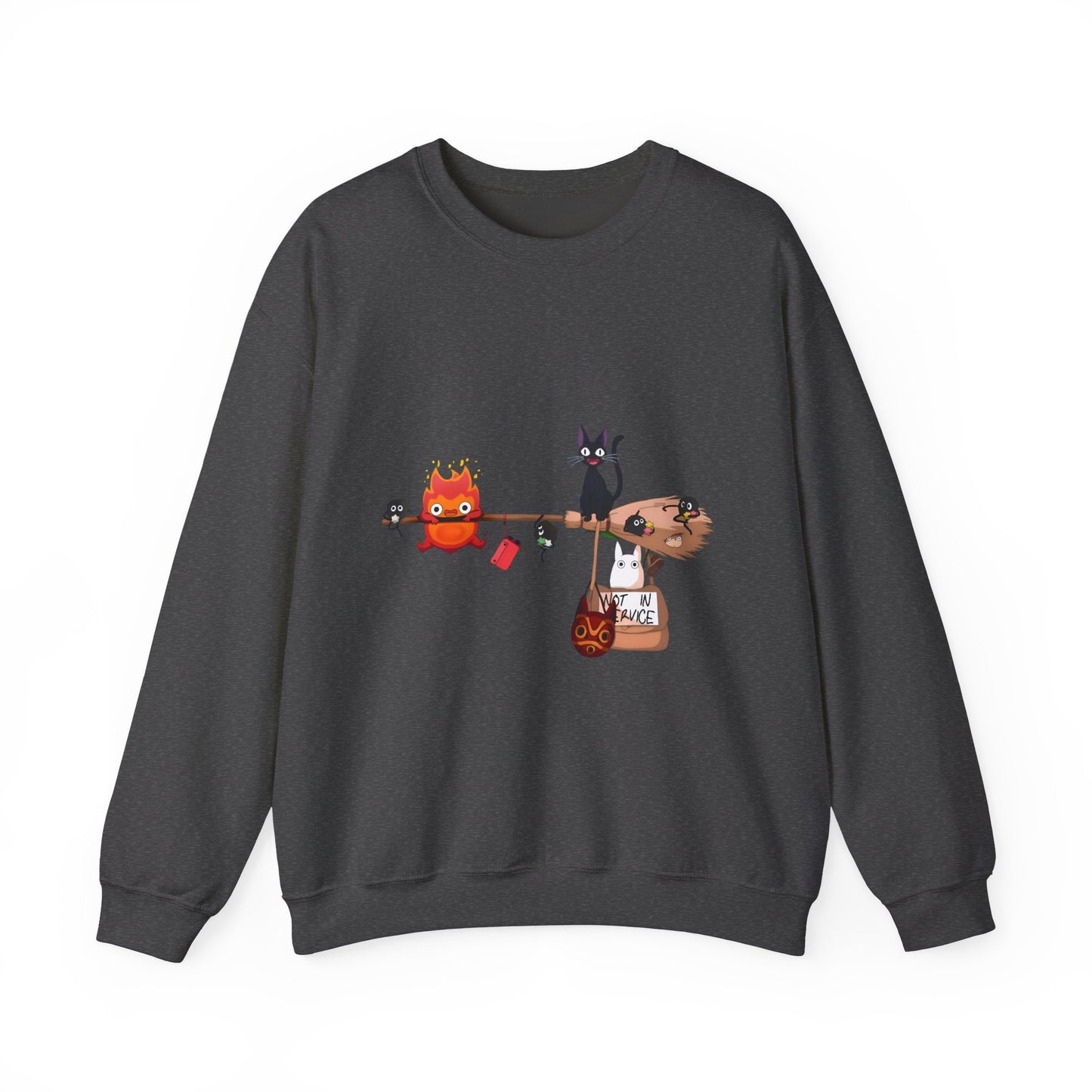 Calcifer Jiji Soot Sprites Sweatshirt – 100% Cotton Studio Ghibli Cozy Anime Pullover