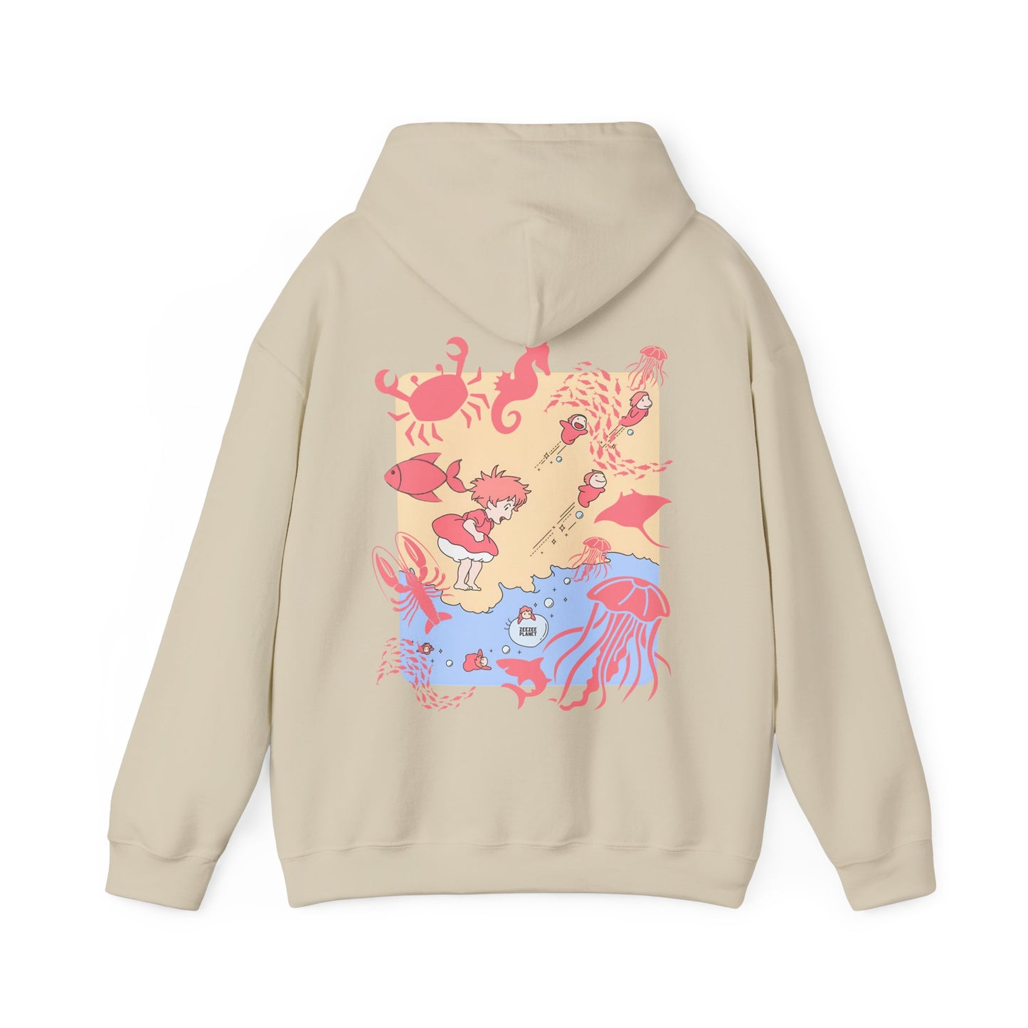 Ponyo Sea World Back Print Hoodie – 100% Cotton Studio Ghibli Ocean Anime Hoodie