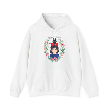 Kiki’s Delivery Service Flowers Hoodie – 100% Cotton Studio Ghibli Sweatshirt for Anime Fans