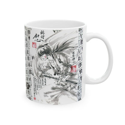 Rurouni Kenshin Kanji Mug – Samurai Anime Ceramic Cup 11oz & 15oz – Japanese Calligraphy Coffee Gift