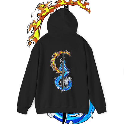 Demon Slayer Tanjiro Fire & Water Back Print Hoodie | 100% Cotton Anime Art