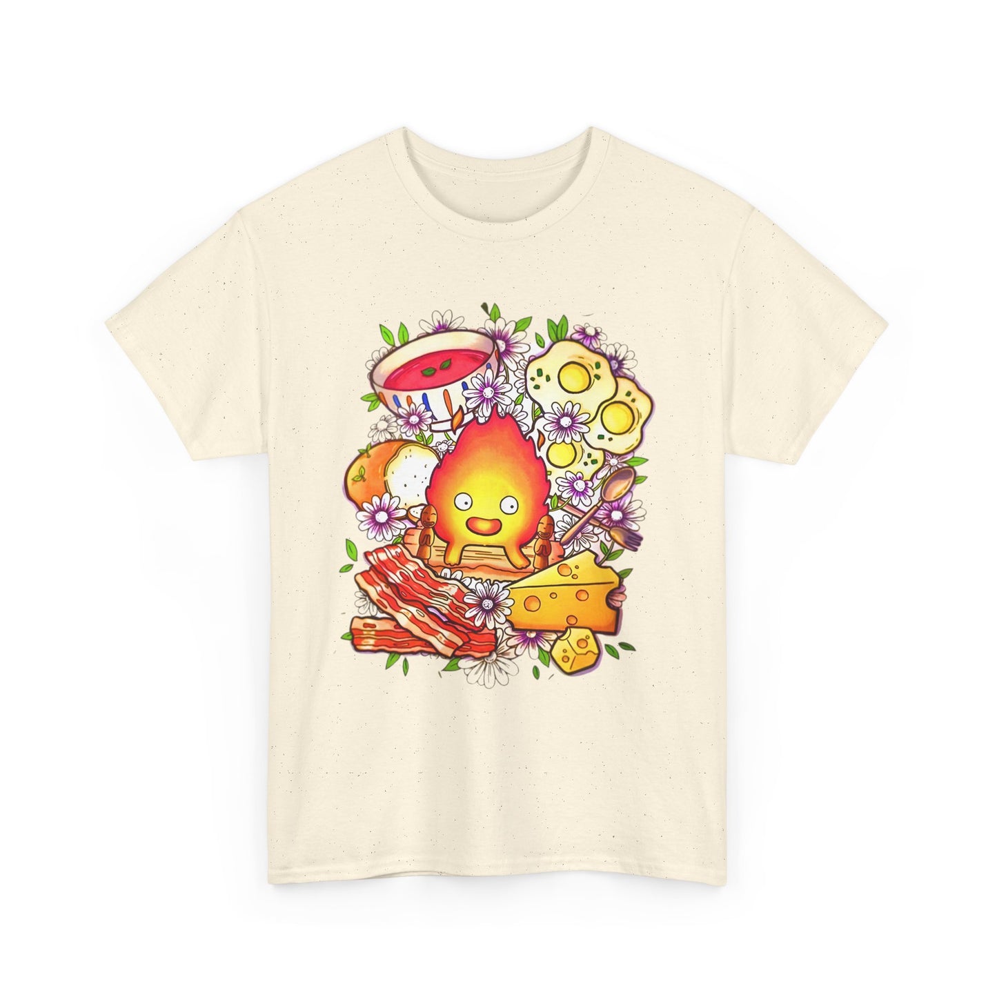 Calcifer Breakfast Ghibli Art T-Shirt | 100% Cotton Howl’s Moving Castle Tee
