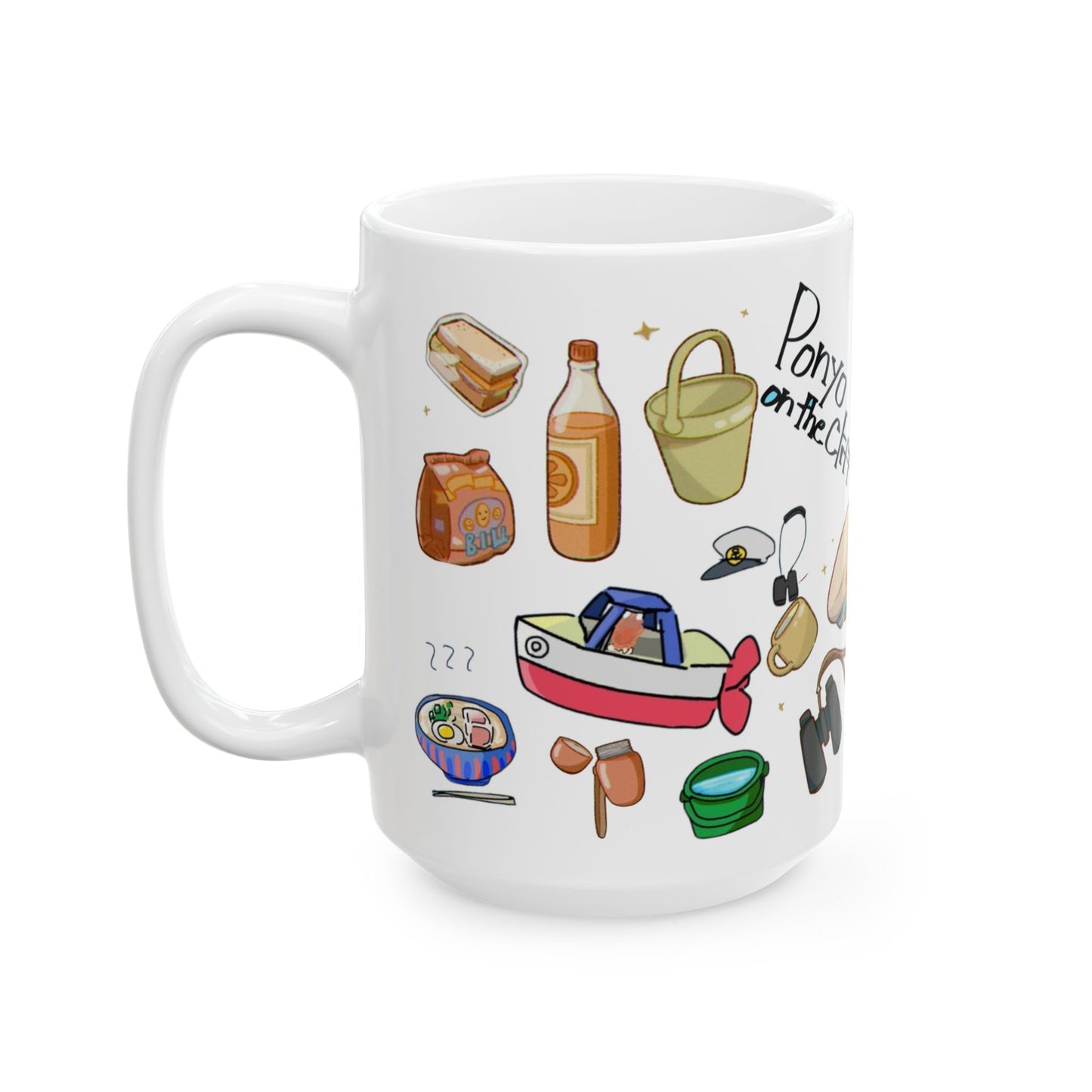Ponyo Collage Mug – Studio Ghibli Coffee Cup 11oz & 15oz – Cute Anime Gift Featuring Ponyo and Sosuke