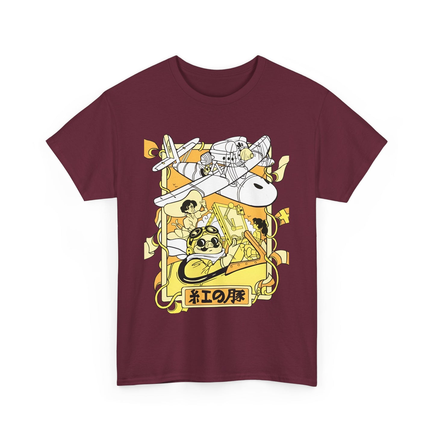 Porco Rosso T-Shirt – 100% Cotton Studio Ghibli Pilot Anime Tee