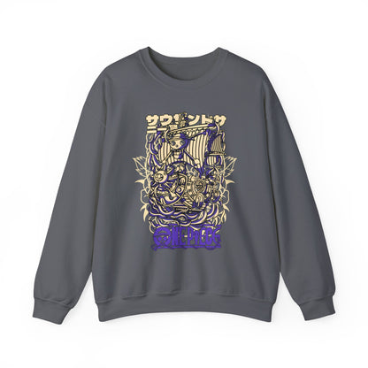One Piece Ship Sweatshirt – 100% Cotton Anime Pullover Featuring Going Merry & Thousand Sunny