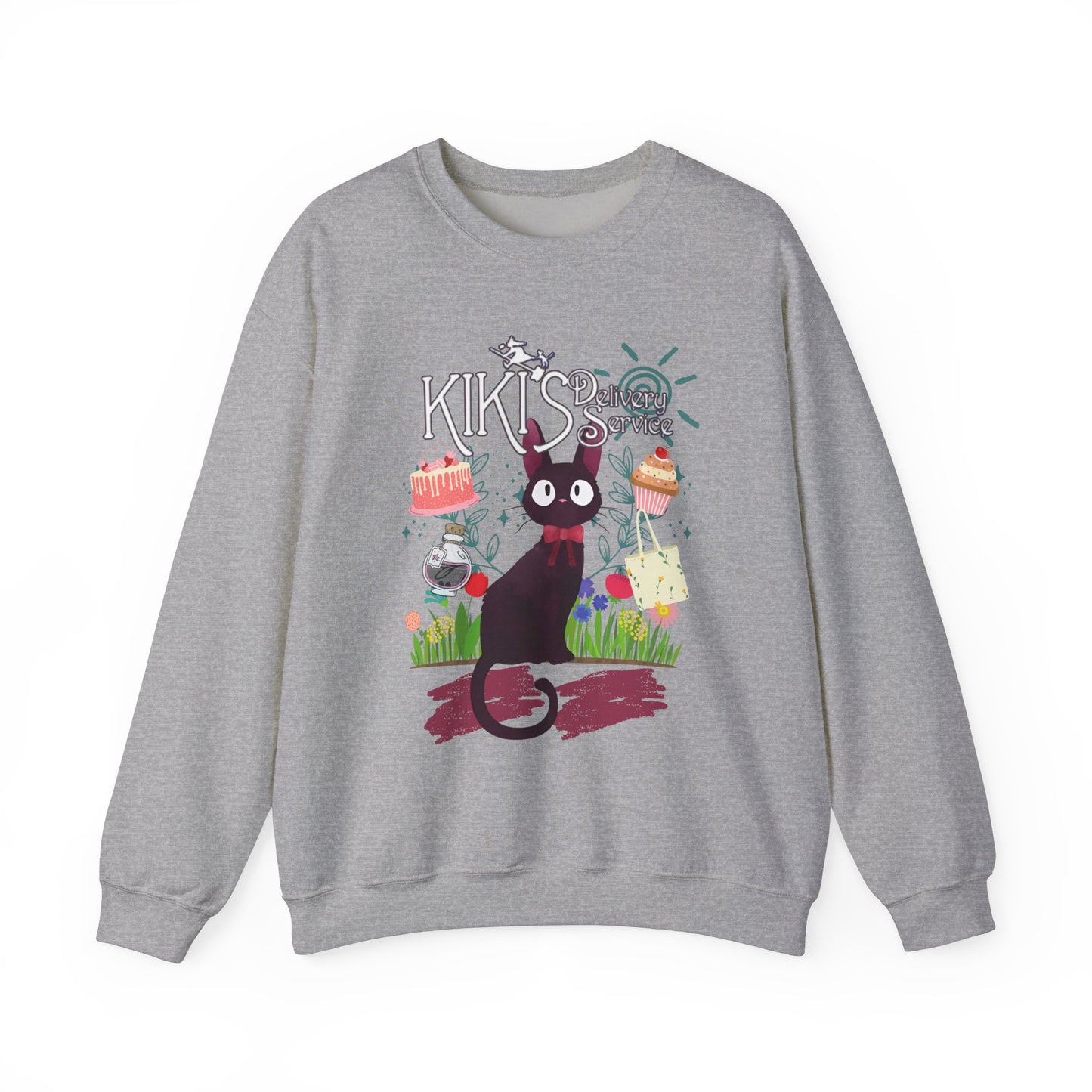 Jiji Collage Studio Ghibli Sweatshirt – Cozy 100% Cotton Anime Pullover Featuring Kiki’s Cat