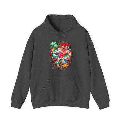 Spirited Away Characters Collage Hoodie – 100% Cotton Studio Ghibli Anime Pullover