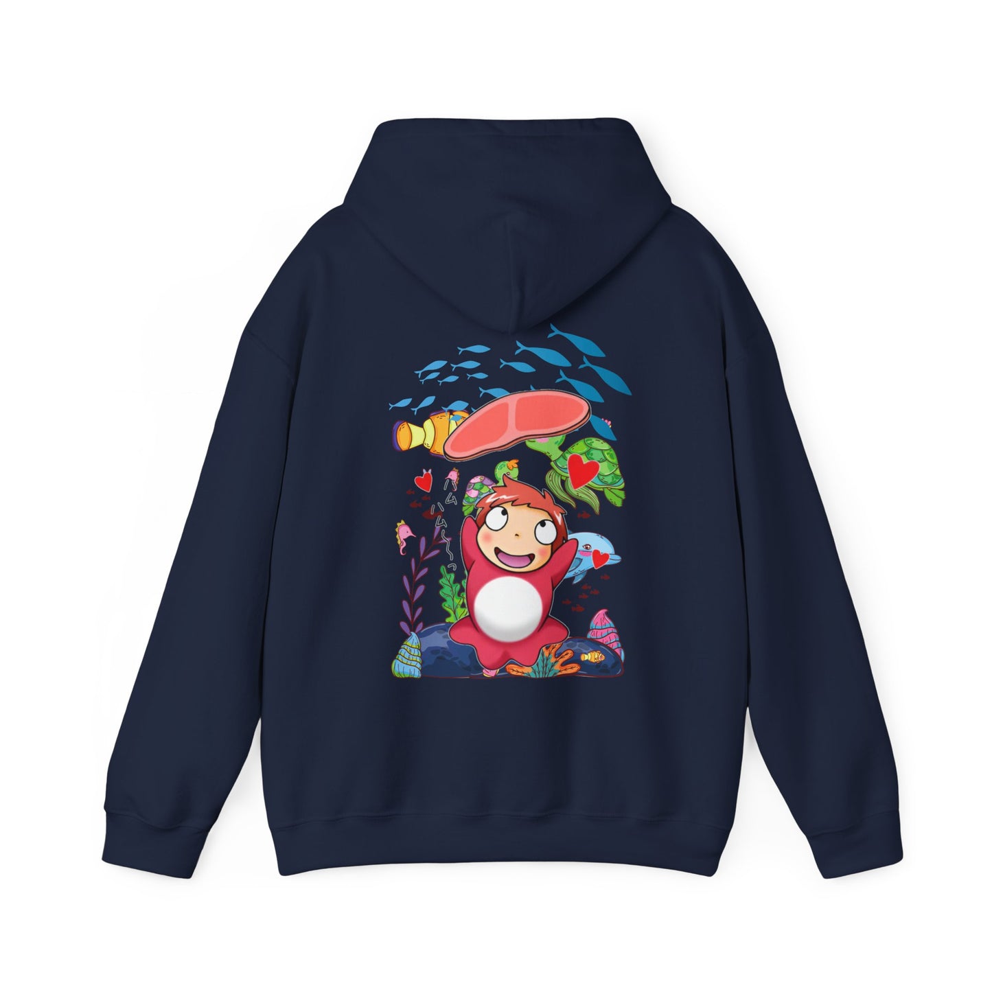 Ponyo Jam Back Print Hoodie – 100% Cotton Studio Ghibli Anime Sweatshirt for Fan