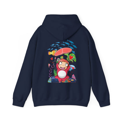 Ponyo Jam Back Print Hoodie – 100% Cotton Studio Ghibli Anime Sweatshirt for Fan
