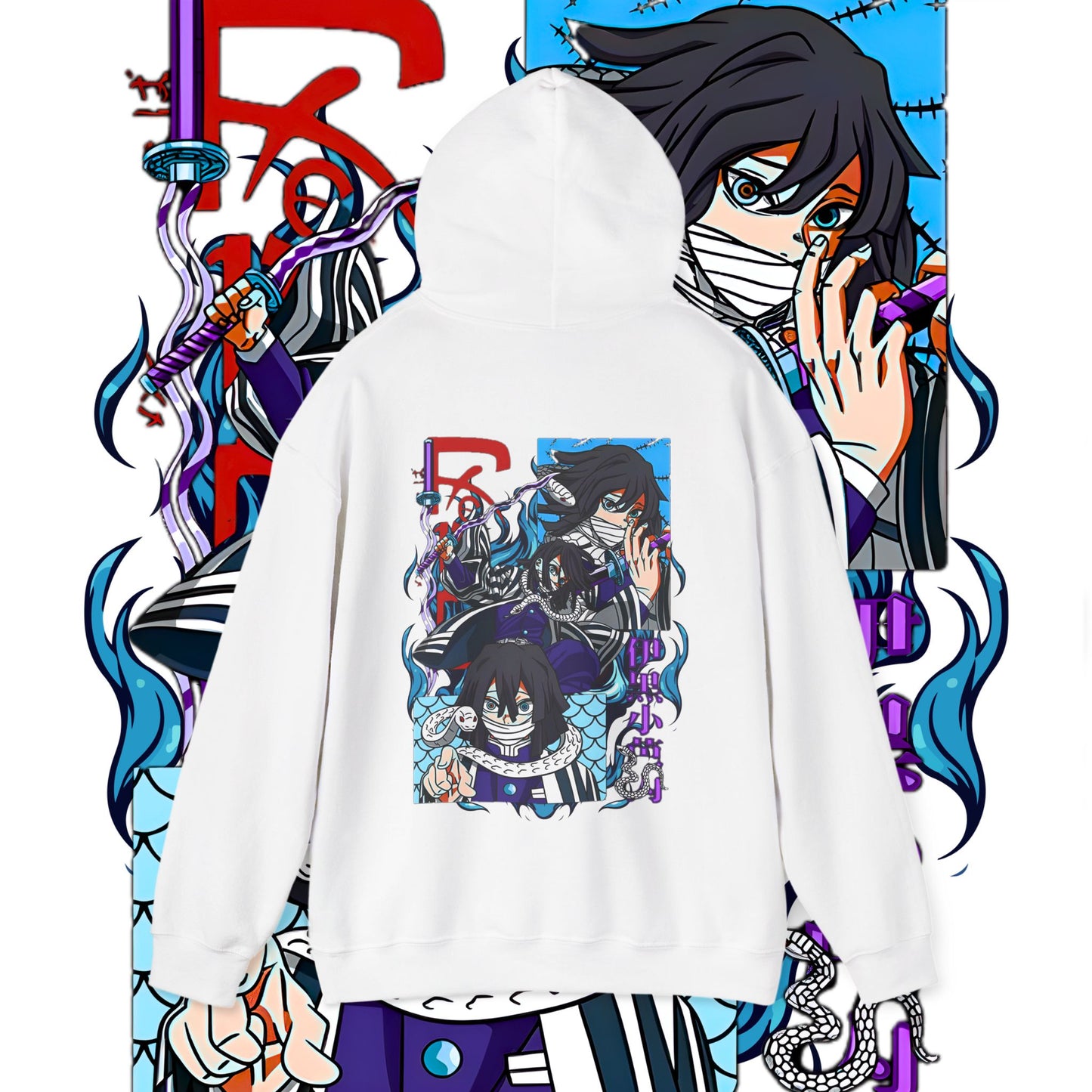 Iguro Obanai Serpent Hashira Back Print Hoodie | Demon Slayer | 100% Cotton
