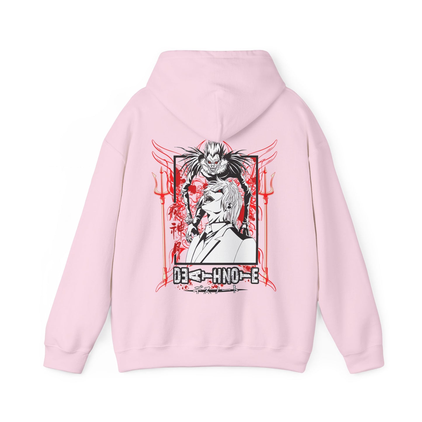 Death Note Back Print Hoodie – 100% Cotton Anime Pullover Featuring Ryuk, Light & L