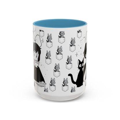 Kiki's Delivery Service Coffee Mug – Studio Ghibli Accent Handle Cup – 11oz & 15oz Anime Gift