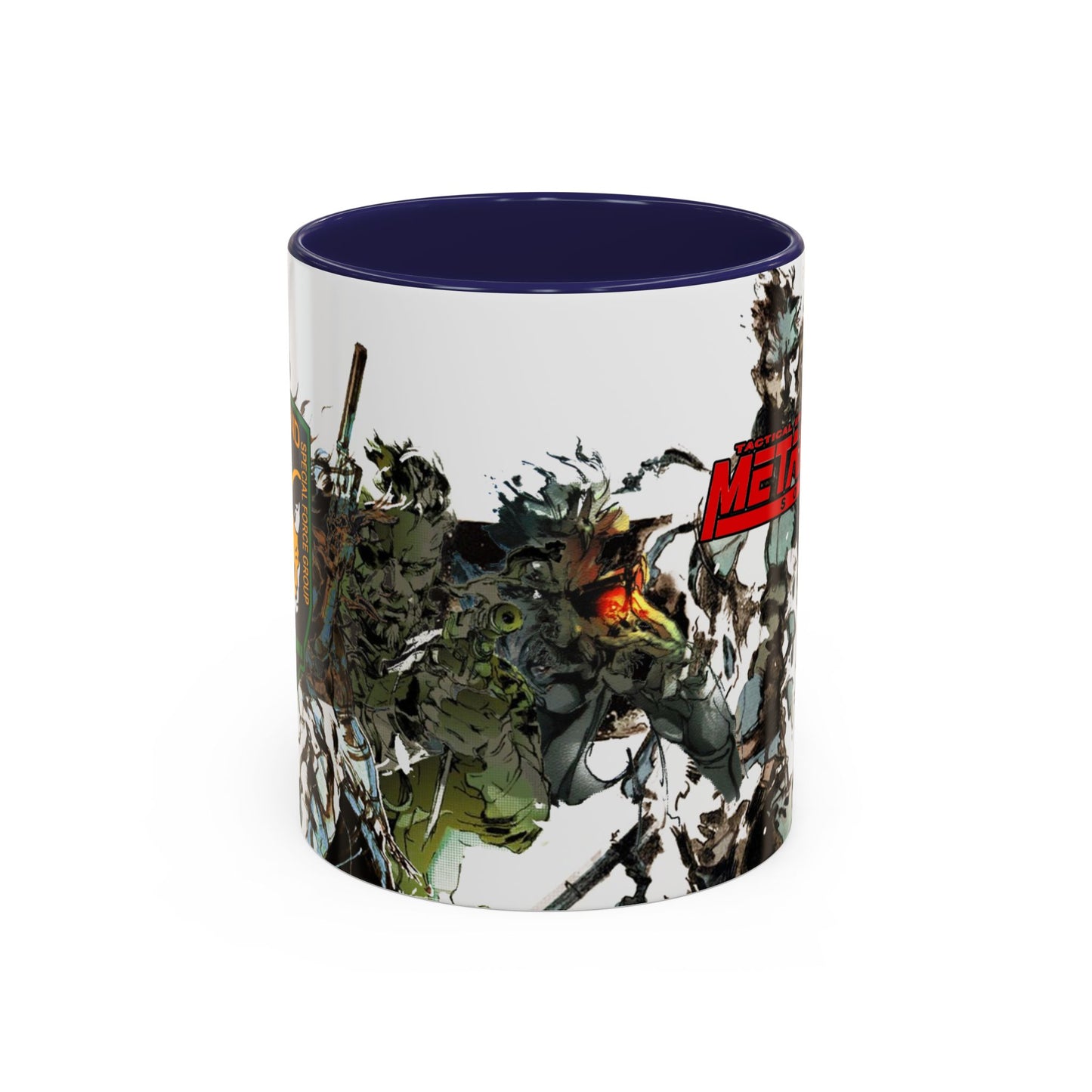 Metal Gear Fox Hound Accent Mug – 11oz & 15oz Colored Handle Coffee Cup – Tactical Gamer Gift for Fans