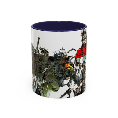 Metal Gear Fox Hound Accent Mug – 11oz & 15oz Colored Handle Coffee Cup – Tactical Gamer Gift for Fans
