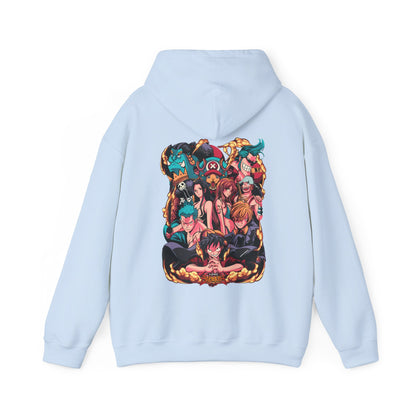 One Piece Characters Back Print Hoodie – 100% Cotton Anime Hoodie Featuring Straw Hat Crew