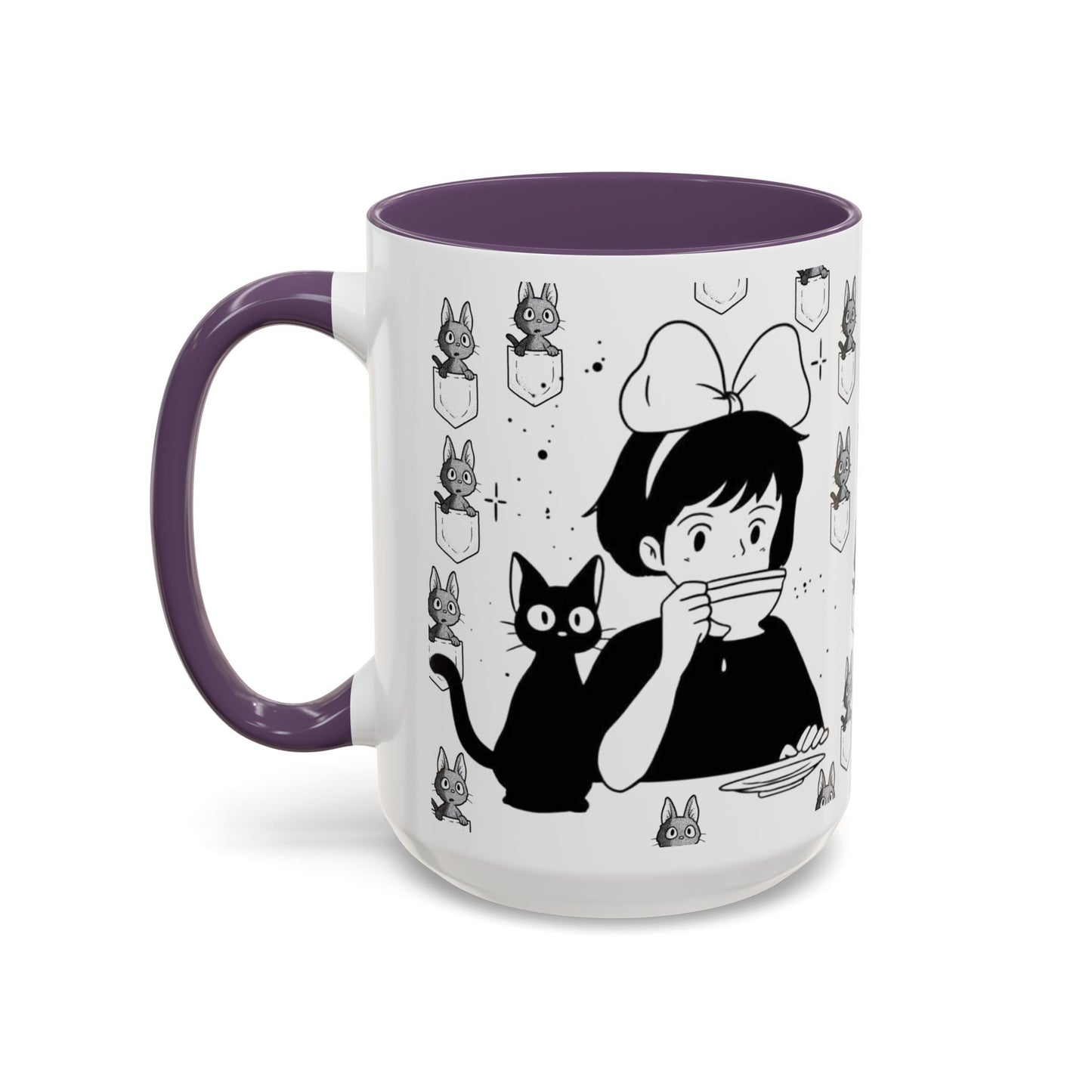 Kiki's Delivery Service Coffee Mug – Studio Ghibli Accent Handle Cup – 11oz & 15oz Anime Gift