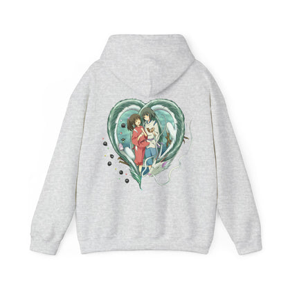 Chihiro and Haku Back Print Hoodie – 100% Cotton Spirited Away Anime Hoodie for Studio Ghibli Fans