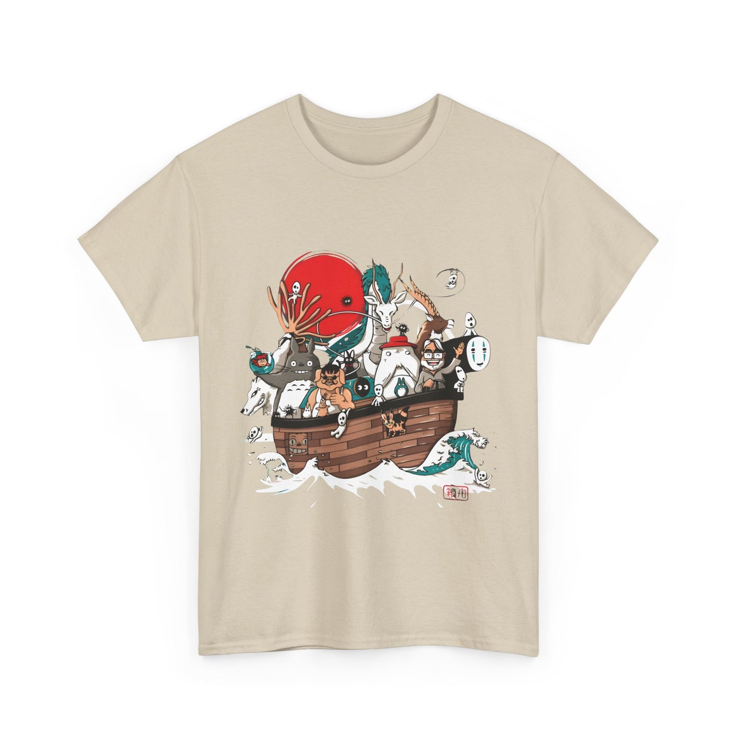 Ghibli Characters Boat T-Shirt | 100% Cotton Studio Ghibli Anime Tee