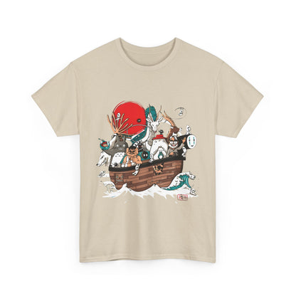 Ghibli Characters Boat T-Shirt | 100% Cotton Studio Ghibli Anime Tee