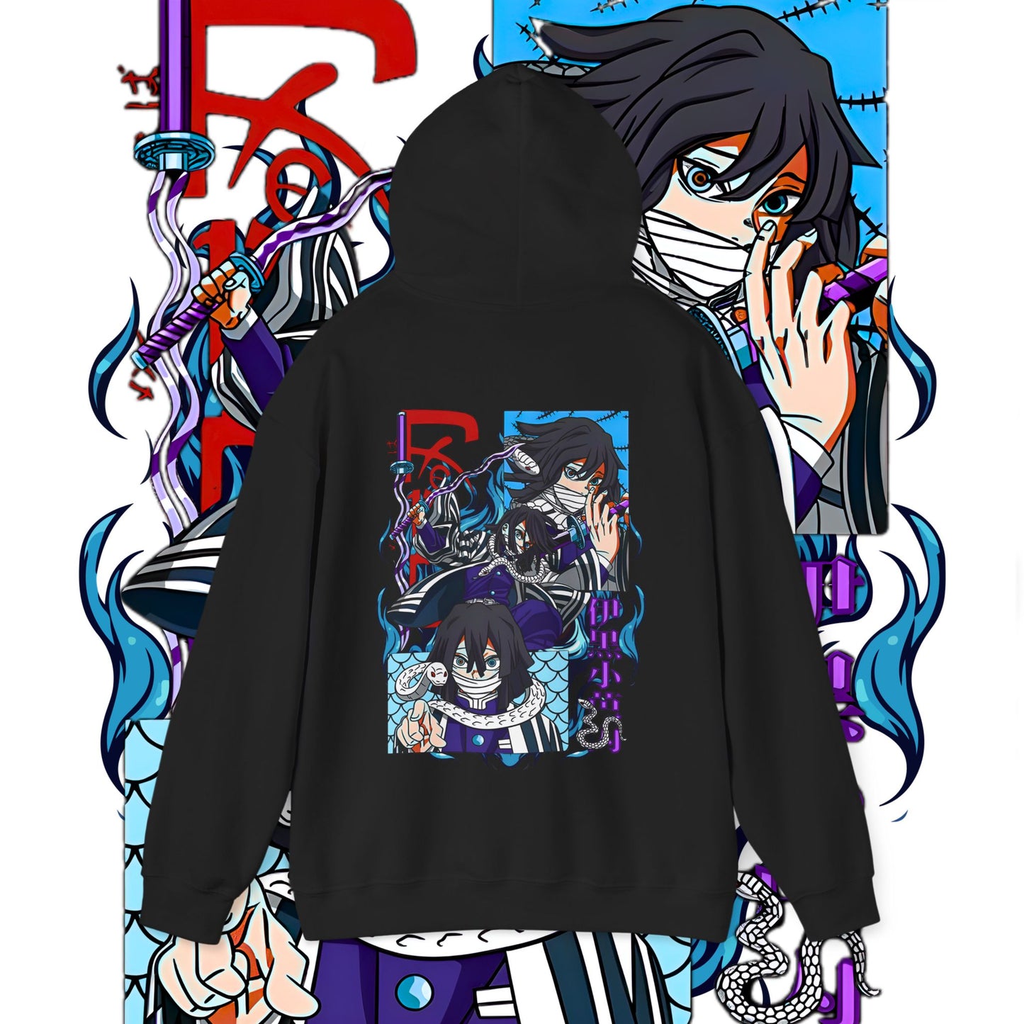 Iguro Obanai Serpent Hashira Back Print Hoodie | Demon Slayer | 100% Cotton