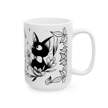 Jiji Cat Studio Ghibli Mug – 11oz & 15oz Ceramic Coffee Cup – Kiki’s Delivery Service Anime Gift
