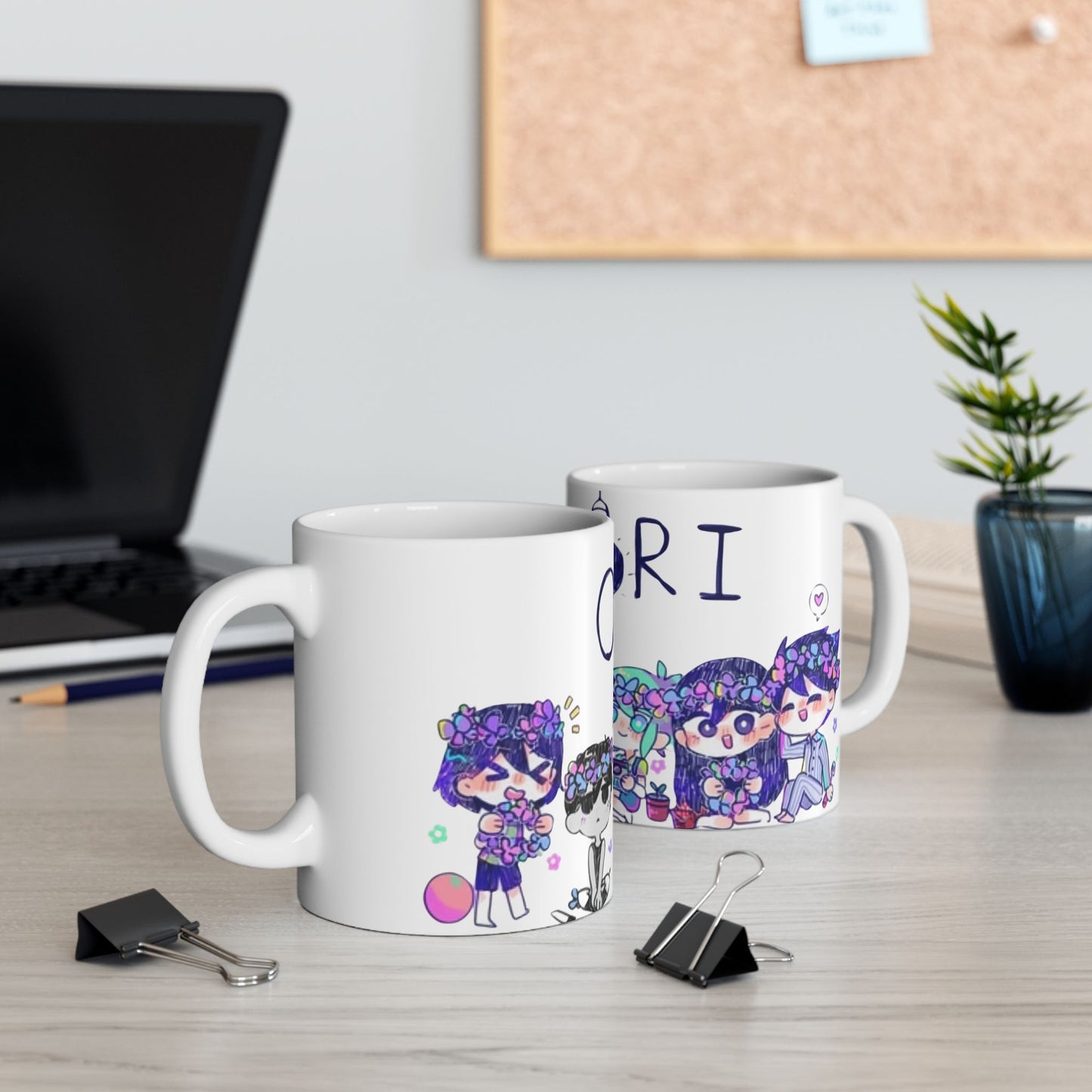 Family Omori Mug – Cute Omori Characters Ceramic Cup – 11oz & 15oz Coffee Mug for Anime and Game Fans