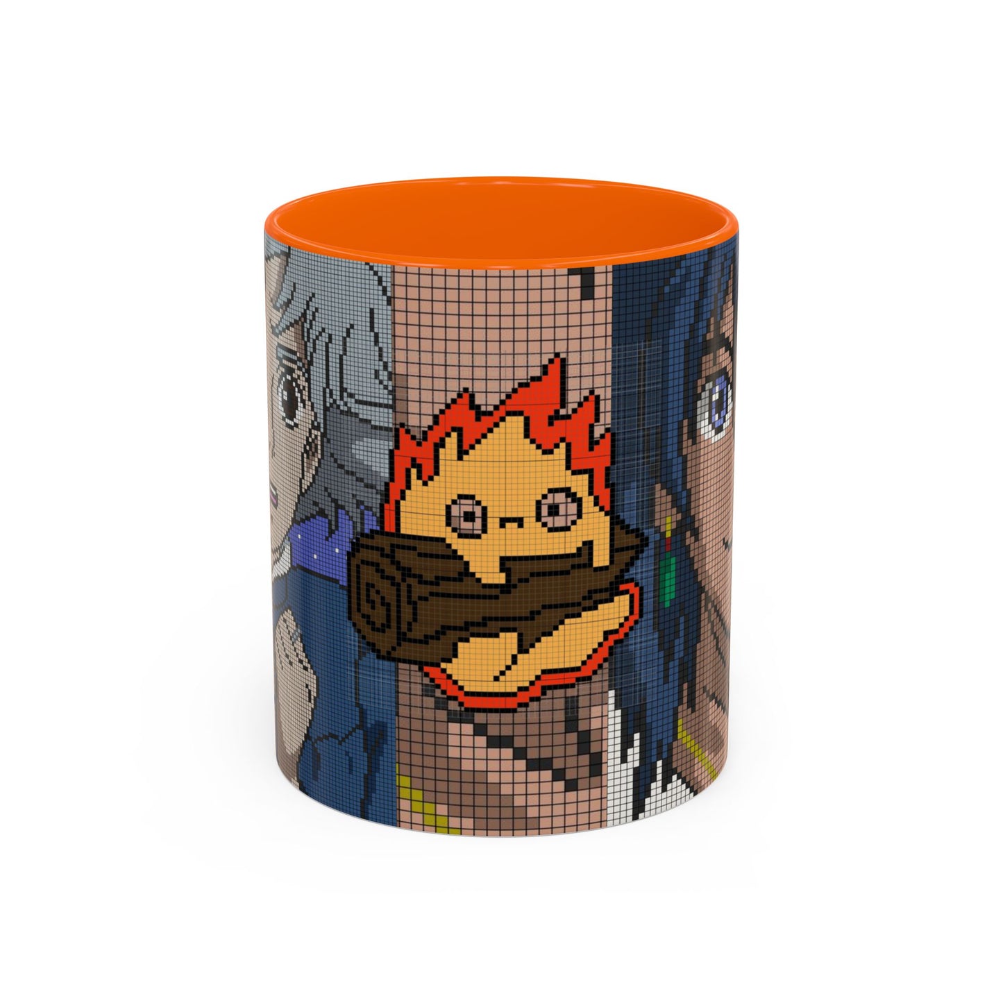 Howl's Moving Castle Pixel Accent Mug – Retro Anime Color Handle Cup 11oz & 15oz – Studio Ghibli Coffee Gift