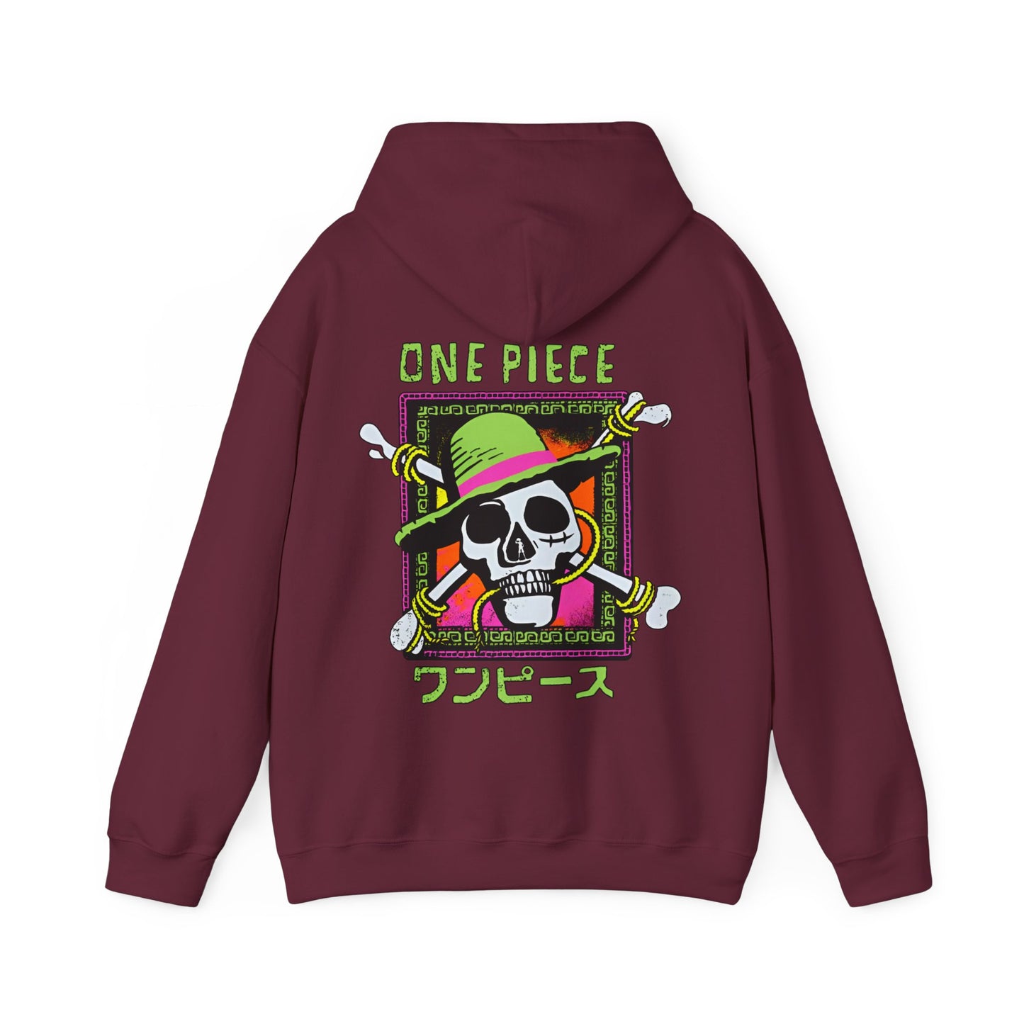 Straw Hat Pirates One Piece Hoodie – 100% Cotton Back Print Pullover for Anime Fans