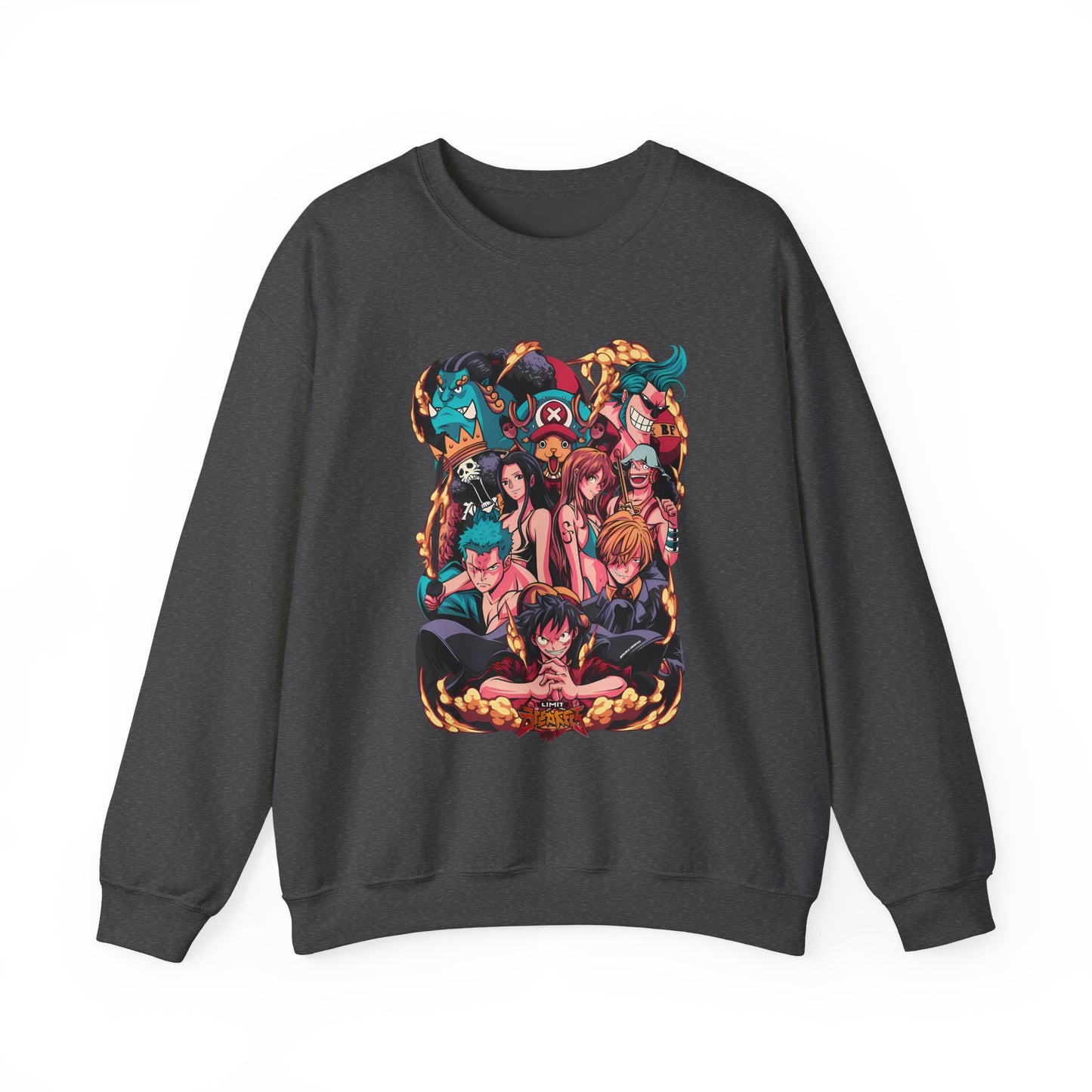 One Piece Characters Sweatshirt – 100% Cotton Anime Pullover Featuring Straw Hat Crew
