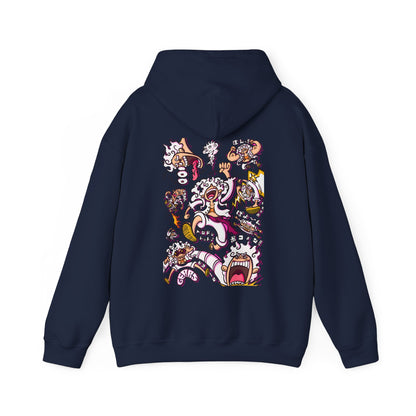 Funny Luffy One Piece Back Print Hoodie – 100% Cotton Anime Hoodie with Goofy Straw Hat Design